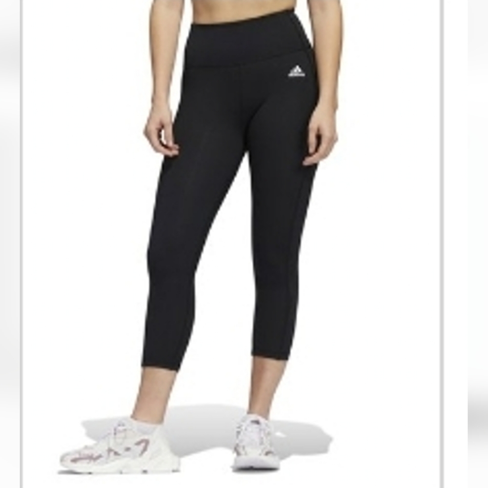 ADIDAS 3/4 Length High-Rise Leggings W Side Pocket, Size Large, New With Tags